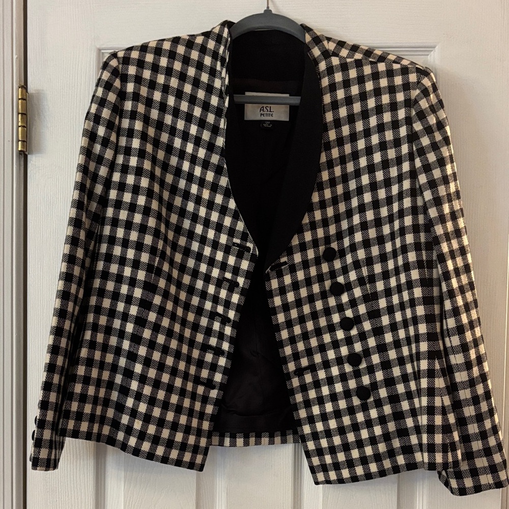 Kasper Black and White Plaid Women's Blazer